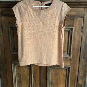 Suede and leather short sleeve top